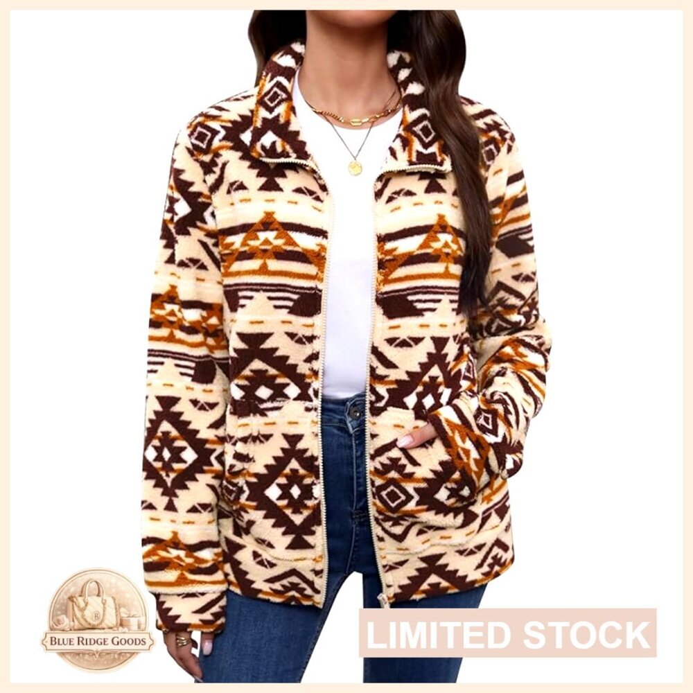 Long Sleeve Full Zip Fleece Jacket Soft Warm Cozy Oversized Chic Winter Wear